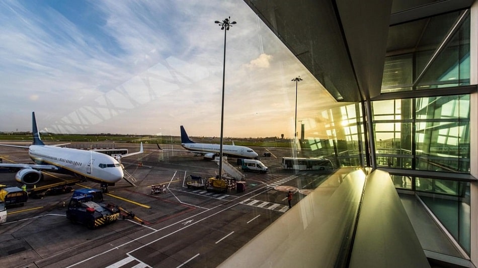 Planes parked up at Dublin Airport